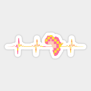 Africa Map, Kente Pattern, Heartbeat, Love Africa Sticker